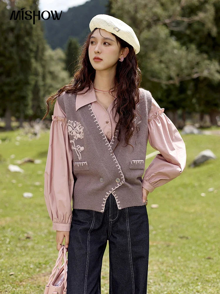 Mishow Arctic Velvet Embroidered Sweater Vest MXD42Z0701