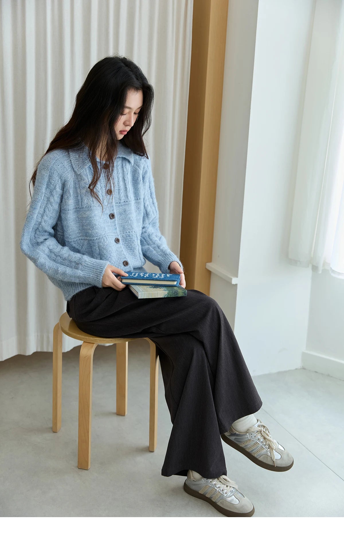Mishow Simple Turn-Down Collar Knit Cardigan MXE48Z2611