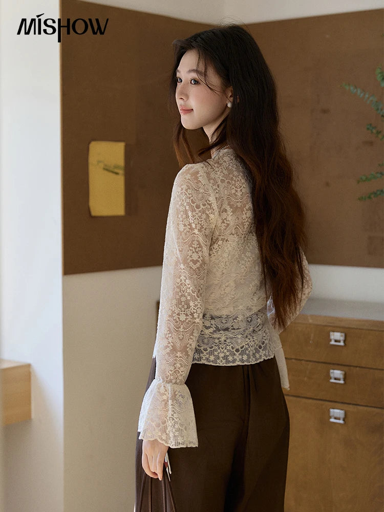 Mishow Sweet Lace Top & Camisole Two-Piece Set MXF108X1001