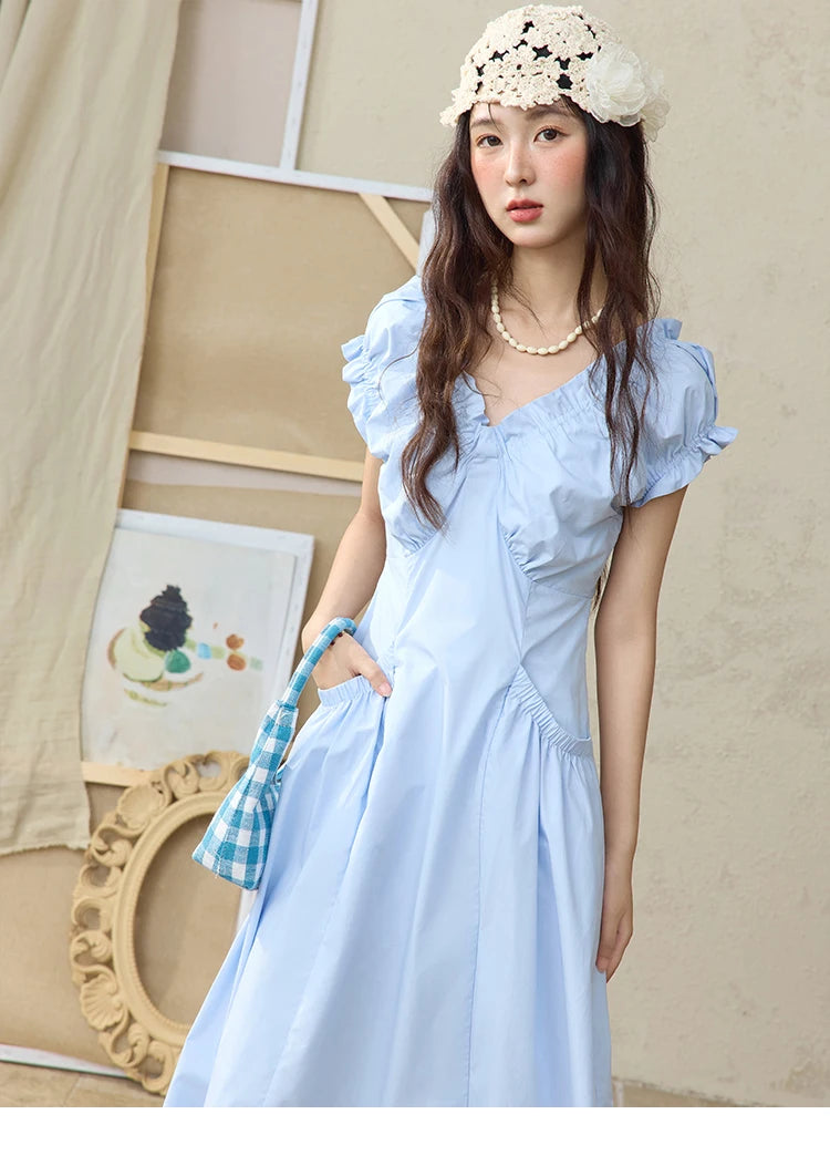 Mishow V-Neck Puff Sleeve Office Midi Dress MXD29L1934