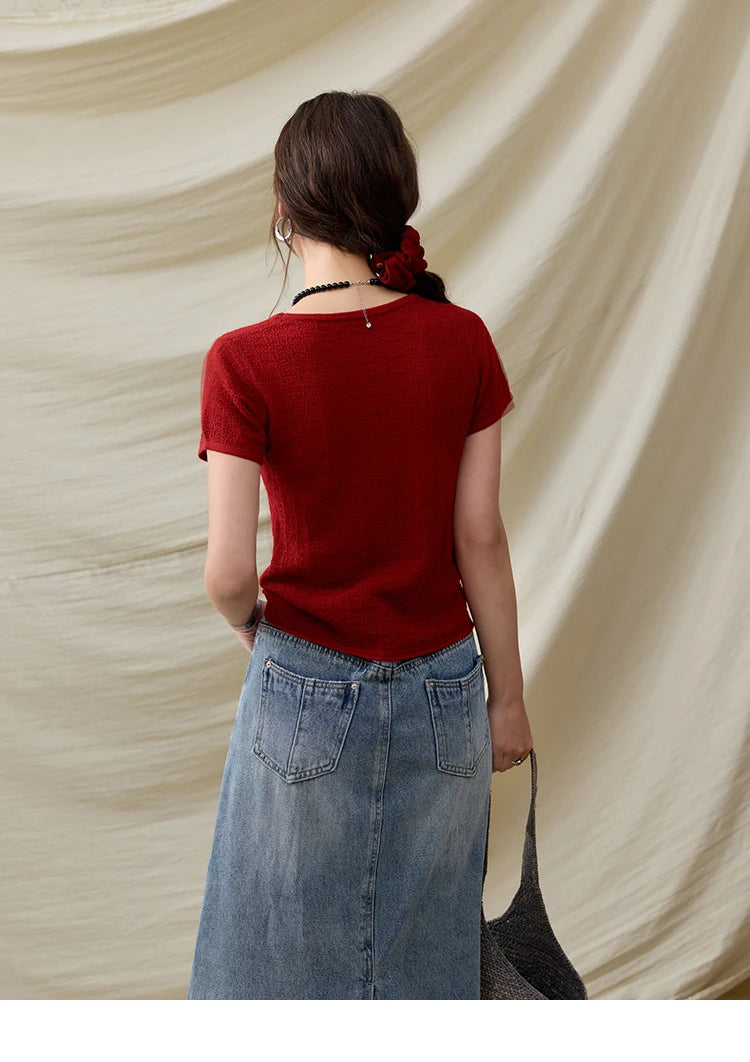 Mishow Solid Slim Knit Office Tee MXE34Z1257