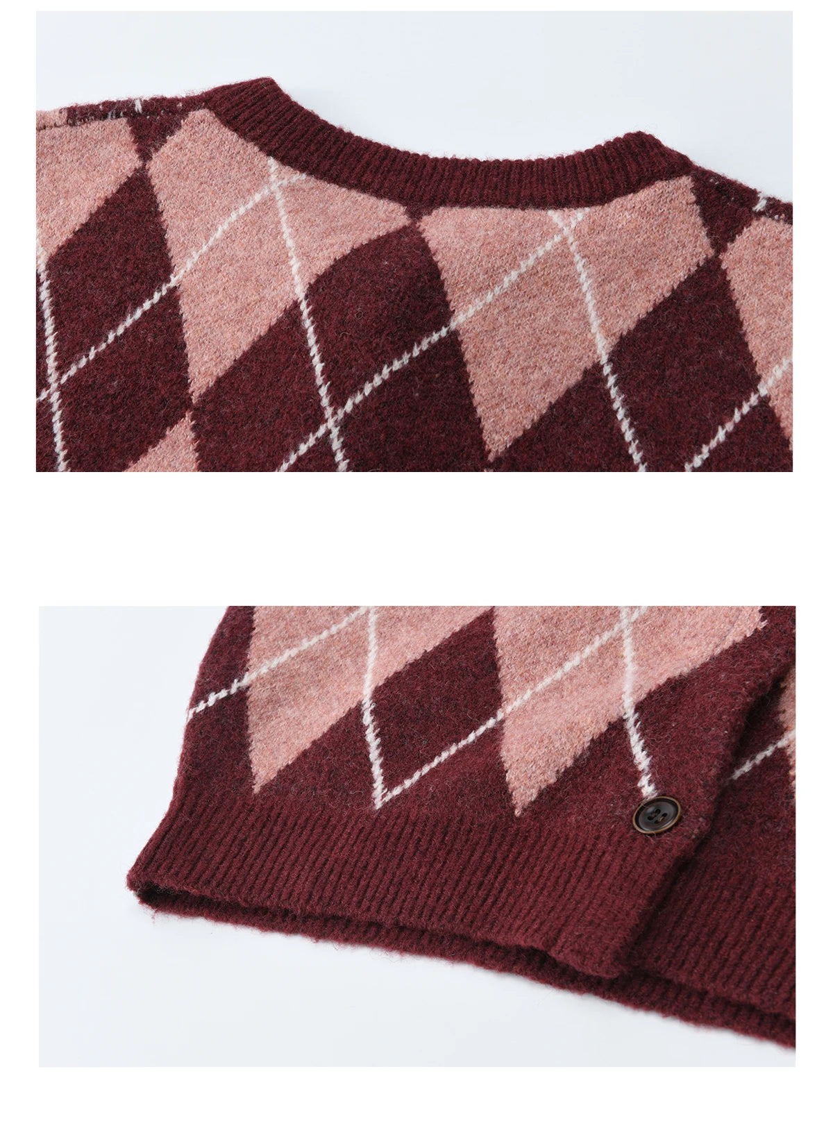 Mishow Retro Diamond Grid Contrast Cardigan MXE91Z2773