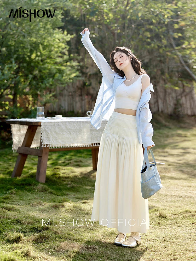 MISHOW Solid A-Line Slim Long Skirt High Waist Zipper MXE12B0663