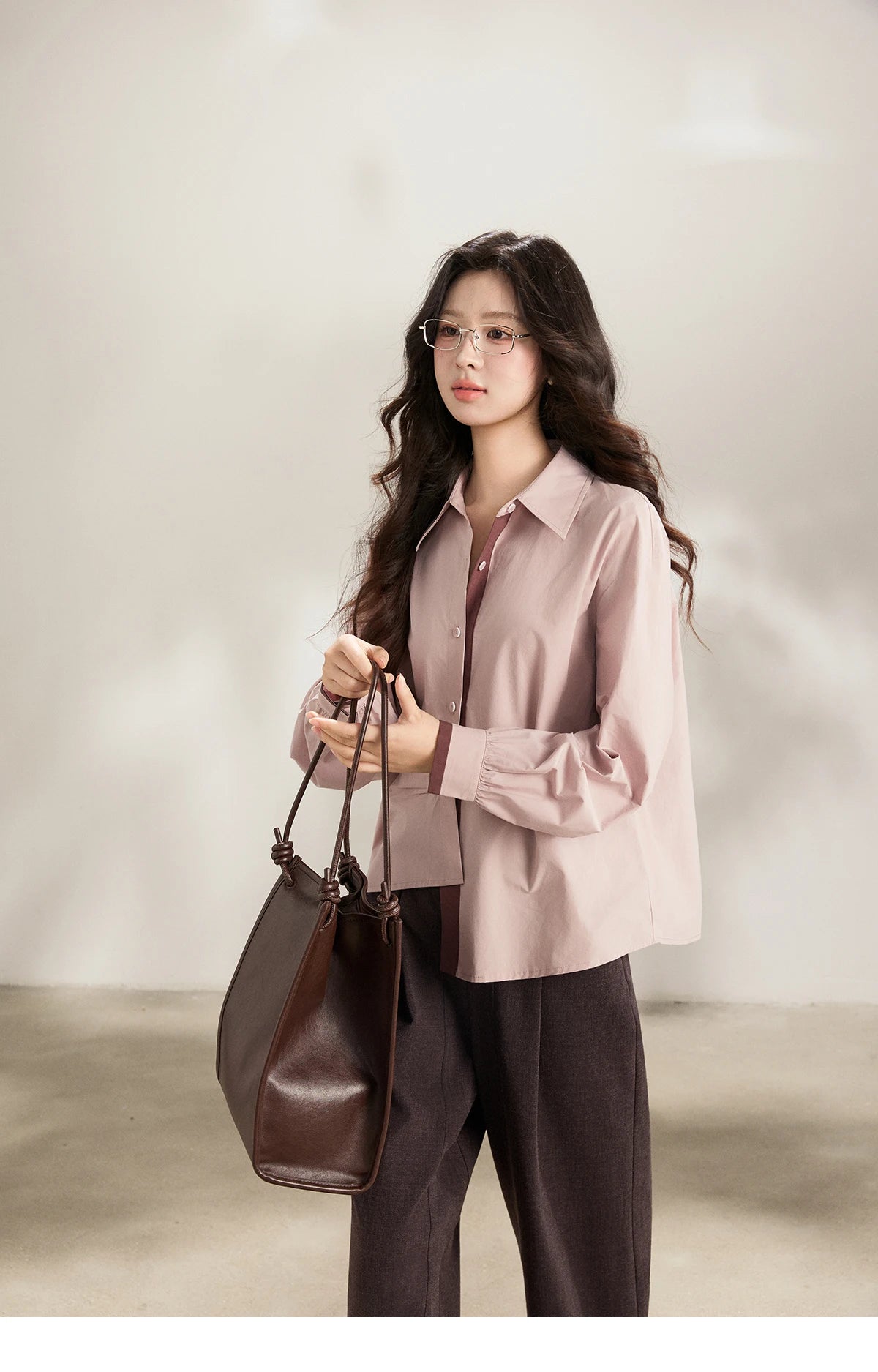 MISHOW French Cotton Contrast Shirt Polo Neck Asymmetrical MXF13C2435