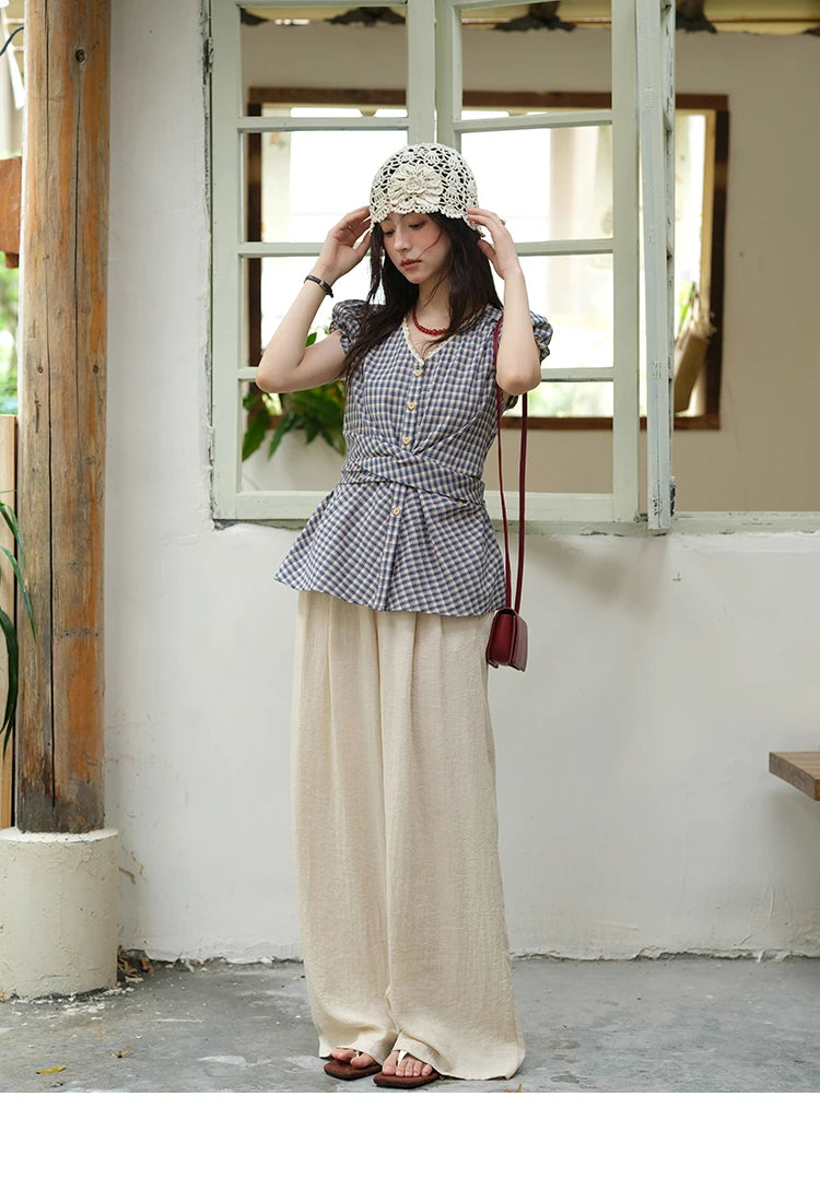 MISHOW Wide Leg Pants Button Pocket High Waist Slim MXE39K0962