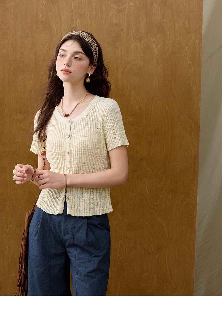 Mishow Solid Knit Round Neck Office Tee MXE31Z1229