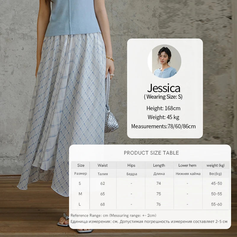 MISHOW Patchwork Plaid Chiffon Half Skirt High Waist A-Line MXE34B0739