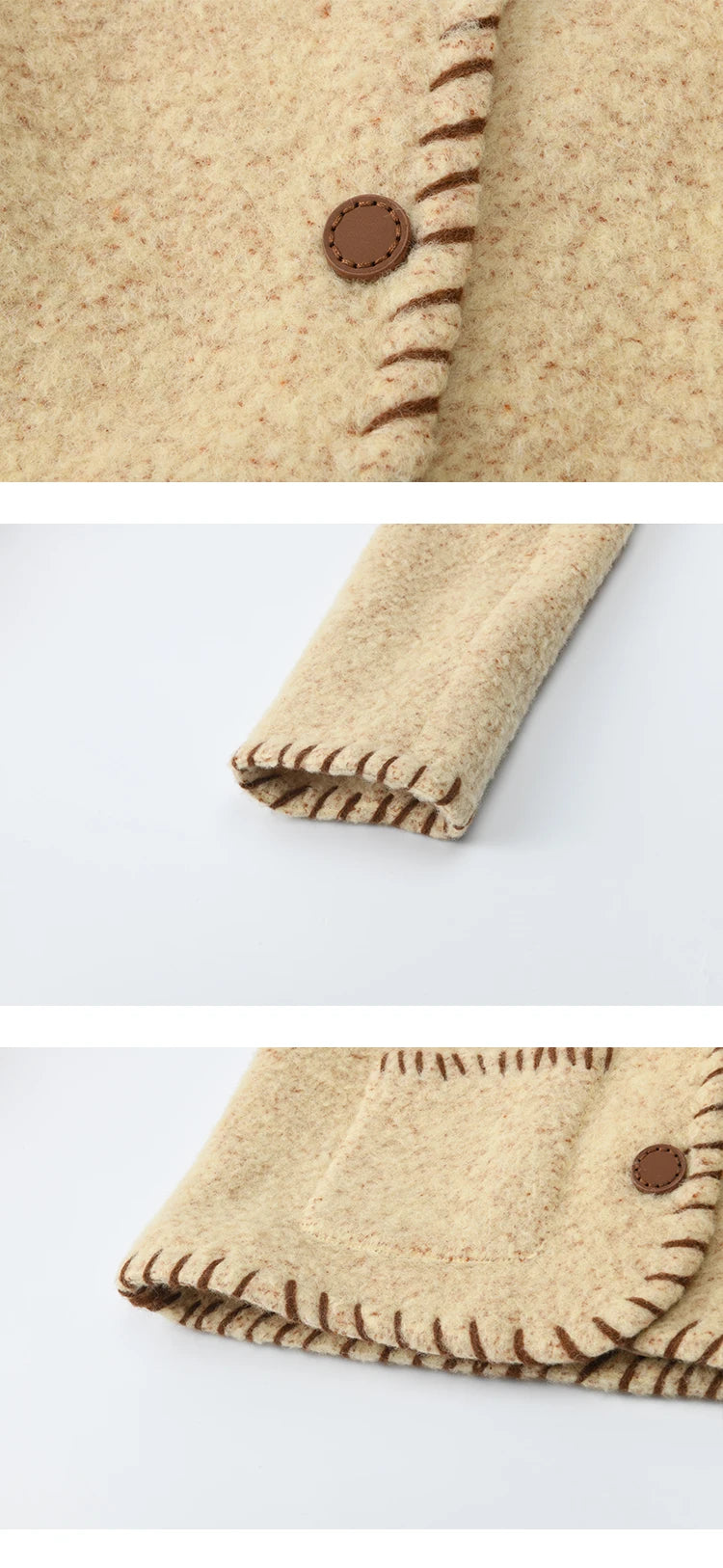 Mishow Apricot Round Neck Wool Blend Coat MXE88W0885