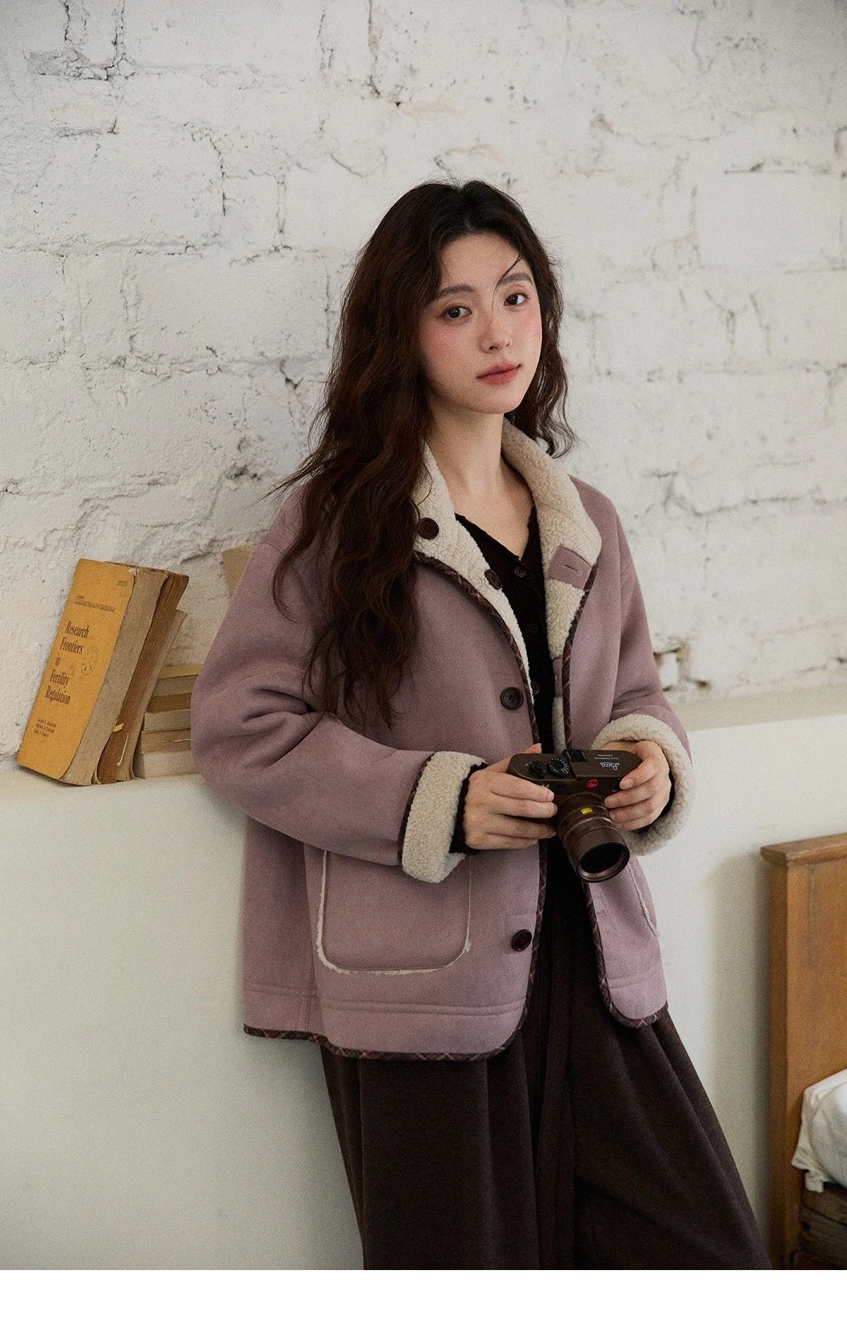 MISHOW Purple Double-Sided Jacket Turn-Down Collar Pocket MXE87W0940
