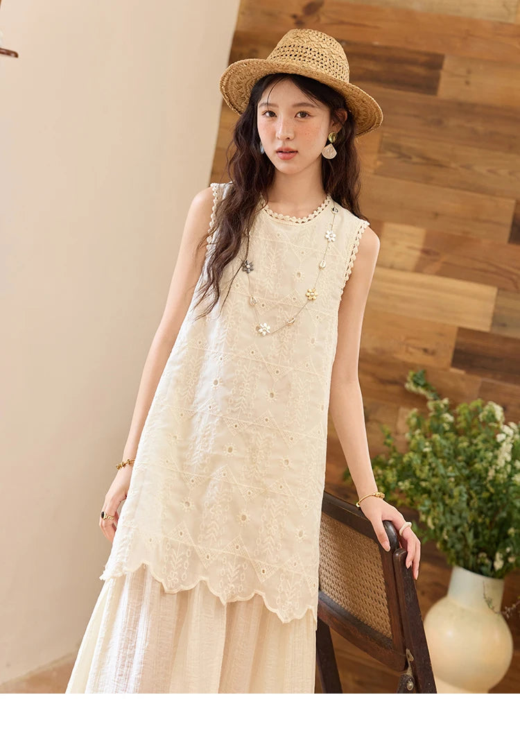 Mishow French Embroidery Fake Two-Piece Vest Dress MXE34L2311
