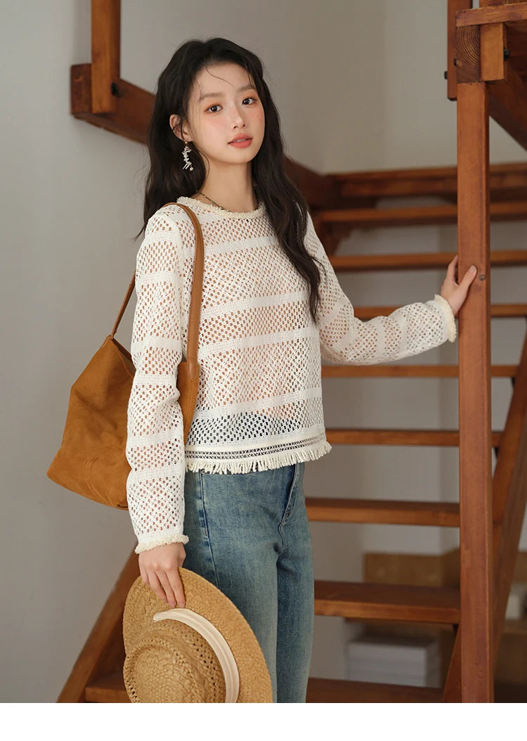 MISHOW Bohemian Lace Hollow Top Hem Tassel Knit MXE41X2466