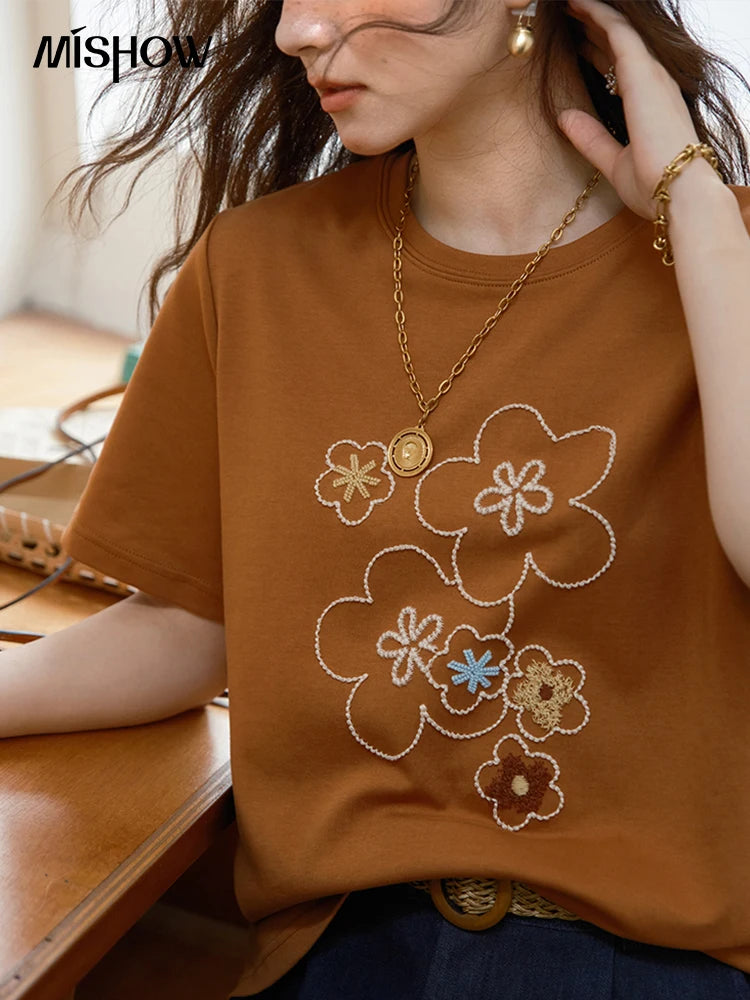 Mishow Floral Print Drop Sleeve Tee MXE36T0576