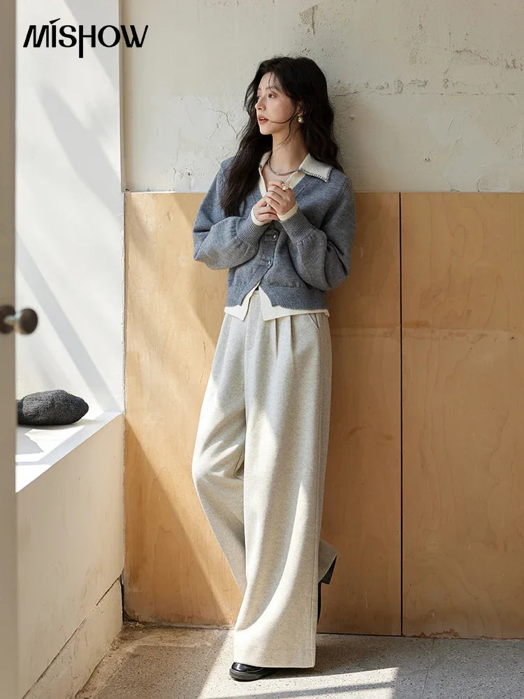Mishow Fake Two-Piece Splicing V-Neck Cardigan MXD41Z0712