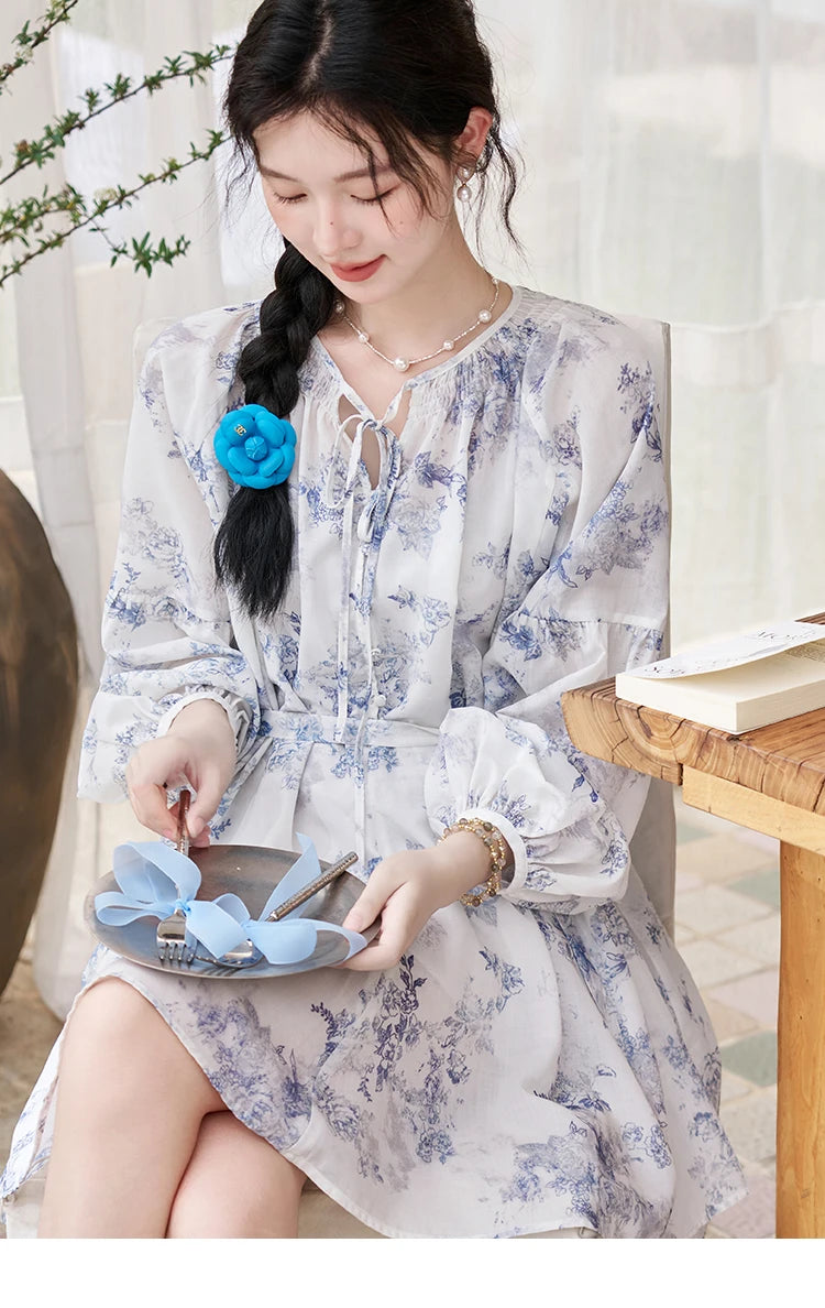 Mishow Fairy Floral Puff Sleeve Chiffon Dress MXD14L1681