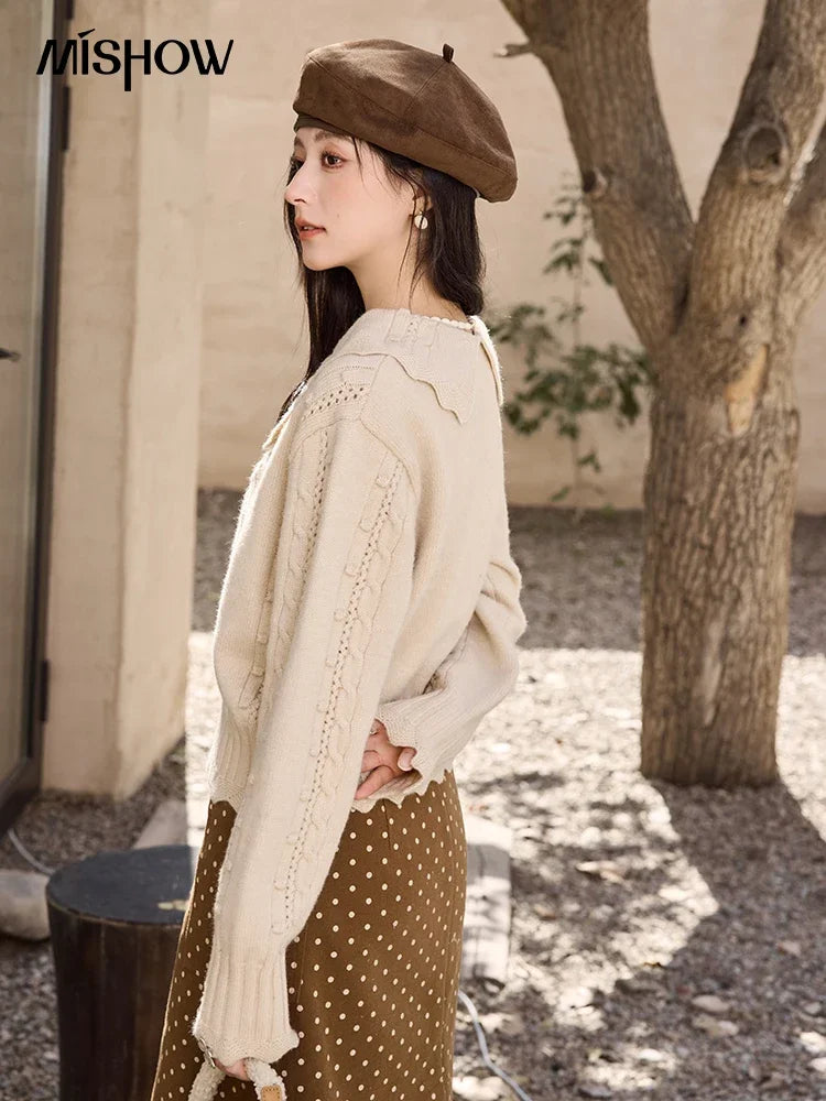 Mishow French Retro Doll Collar Embroidered Sweater MXD35Z0895