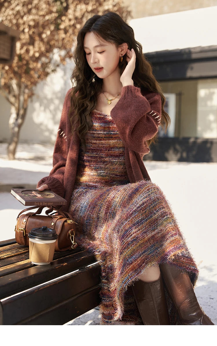Mishow Retro Knitted Cardigan & Suspender Dress Set MXC59L1625