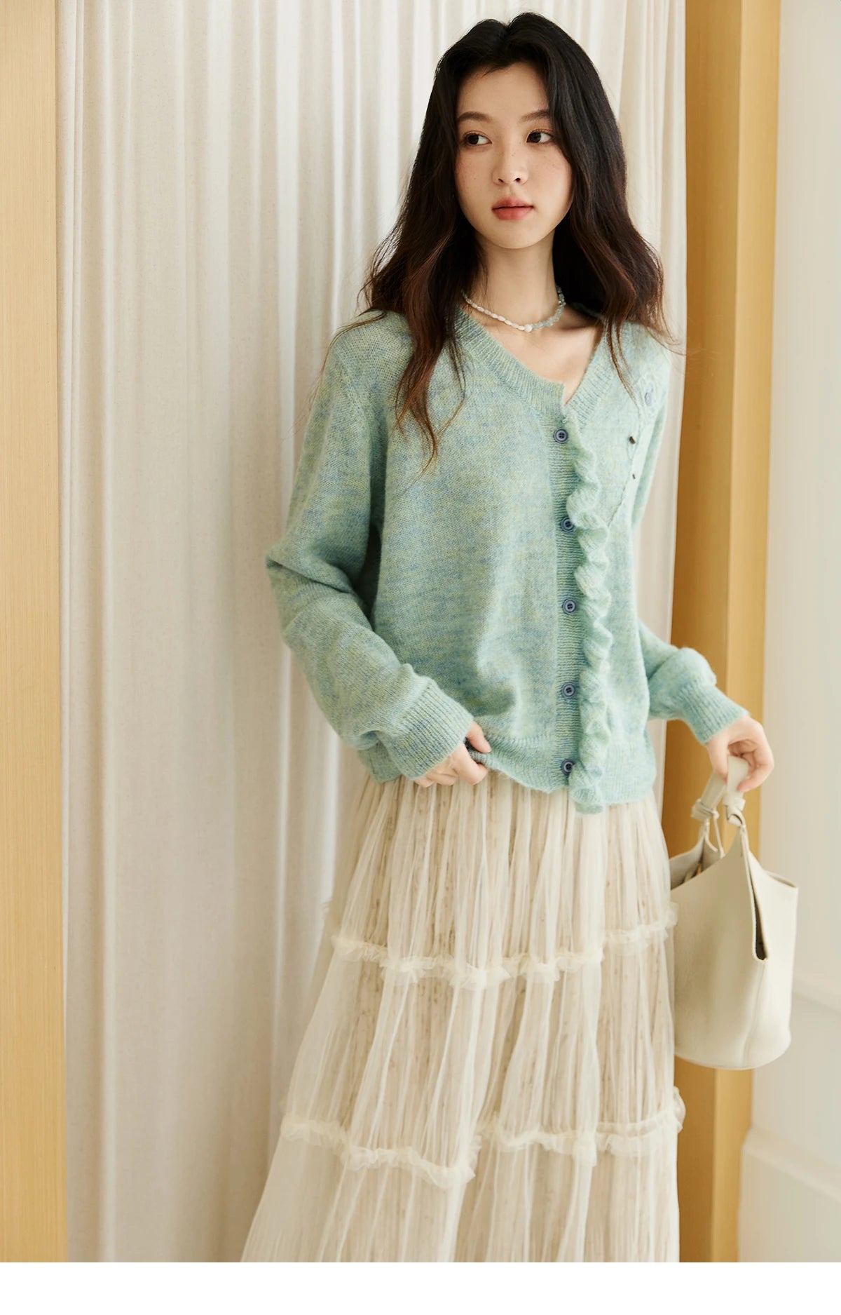 Mishow French Flower Embroidered V-Neck Cardigan MXE47Z2498