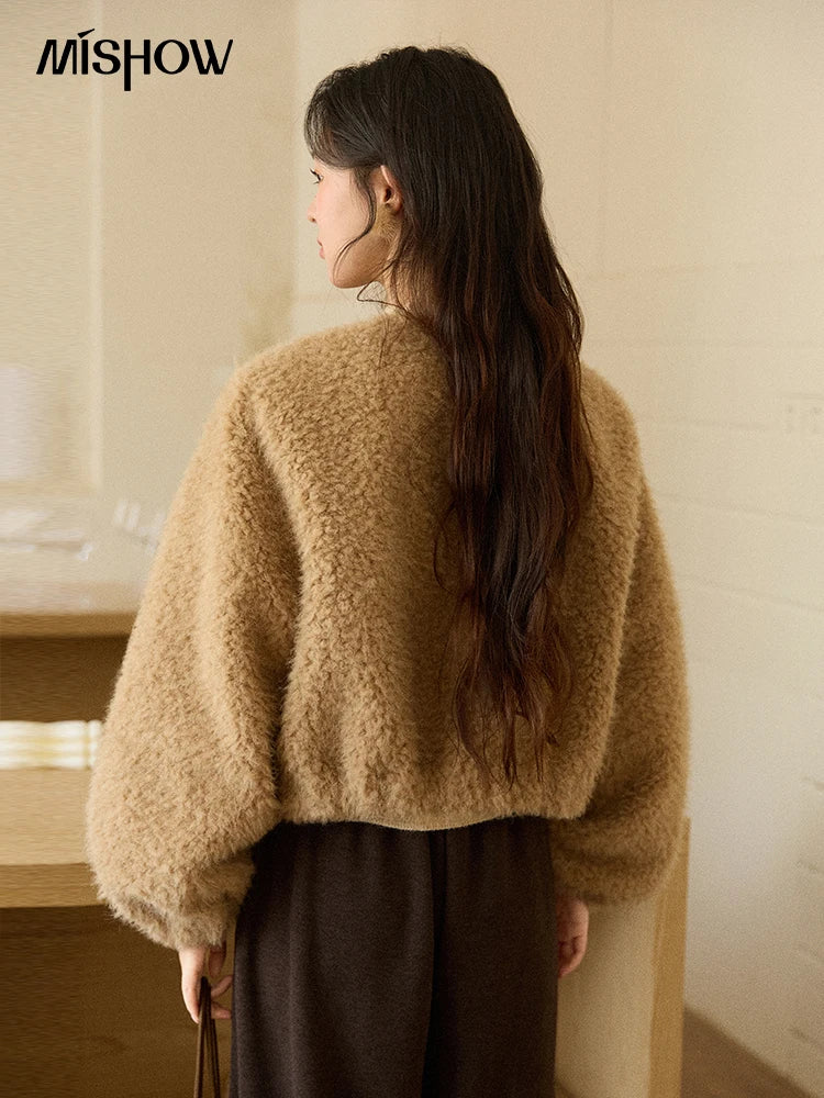 Mishow Retro Lamb Wool Crew Neck Jacket MXE90W0995