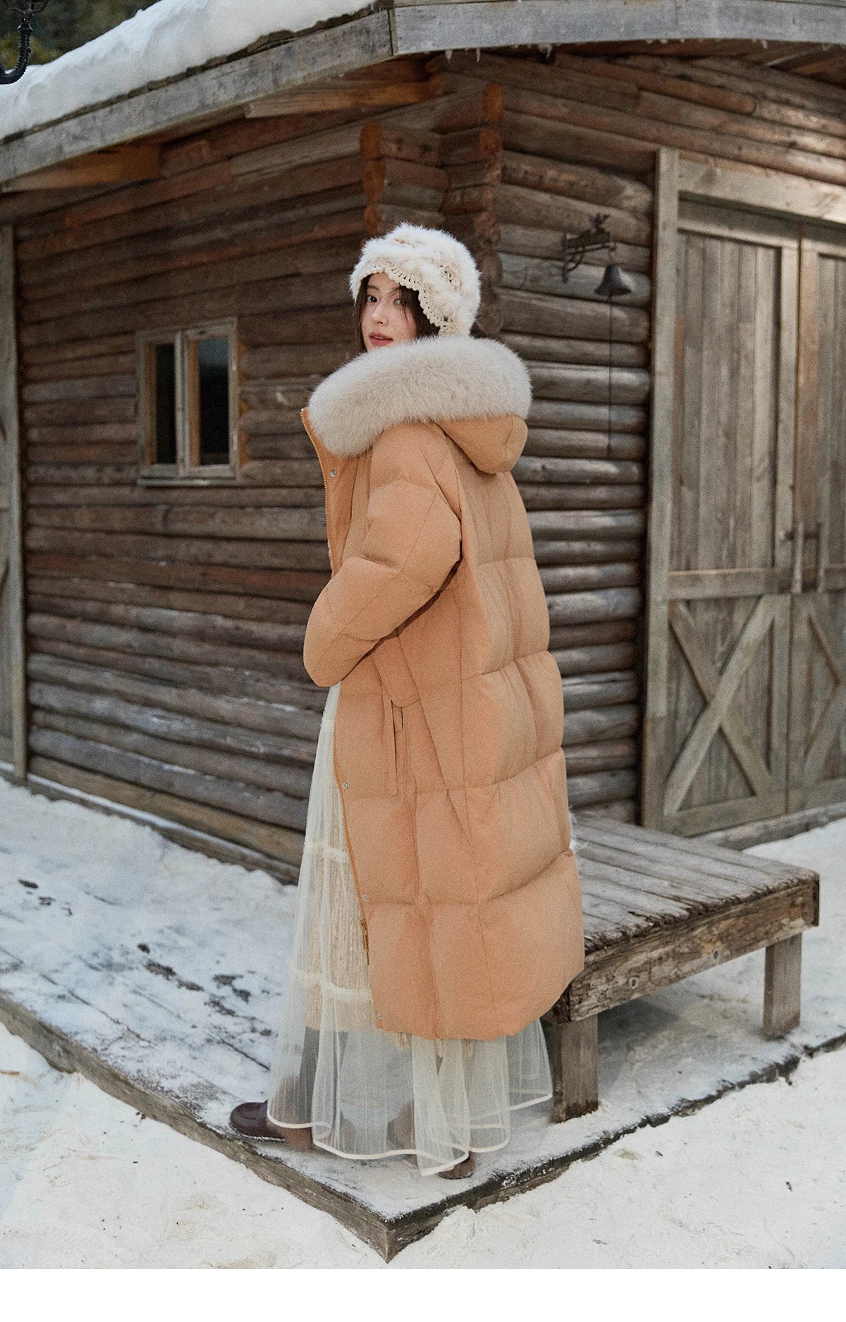 Mishow Hooded 90% White Duck Down Long Coat MXE51Y0079