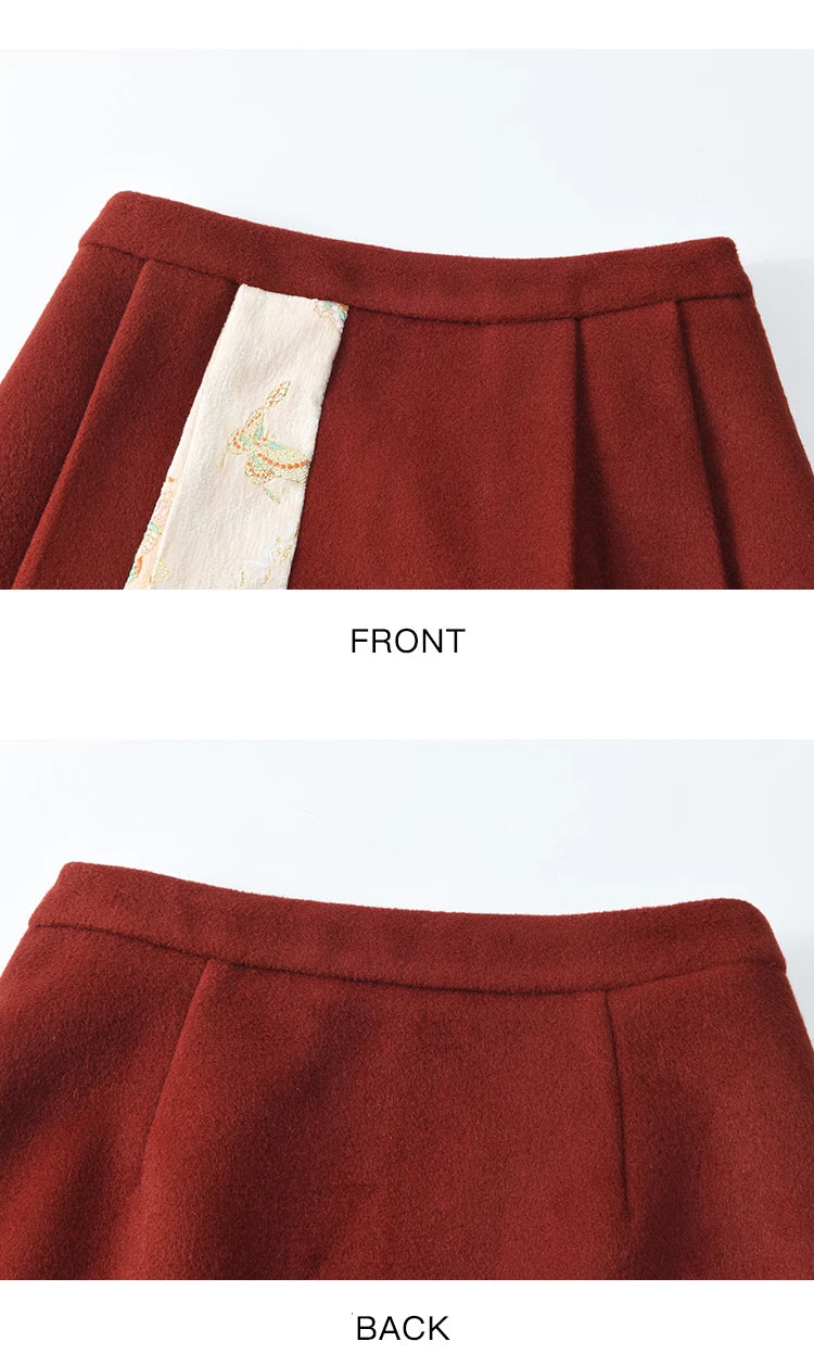 Mishow Tweed Jacket with Removable Fur Collar & Pleated Skirt Set MXD59W0609