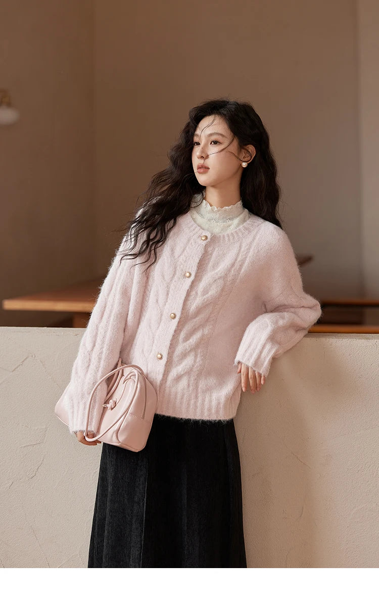 Mishow French Gentle O-Neck Wool Knit Cardigan MXD55Z1030