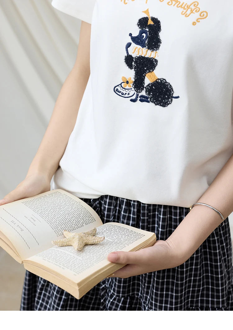 Mishow Dog Embroidered Cartoon Tee MXE33T0540