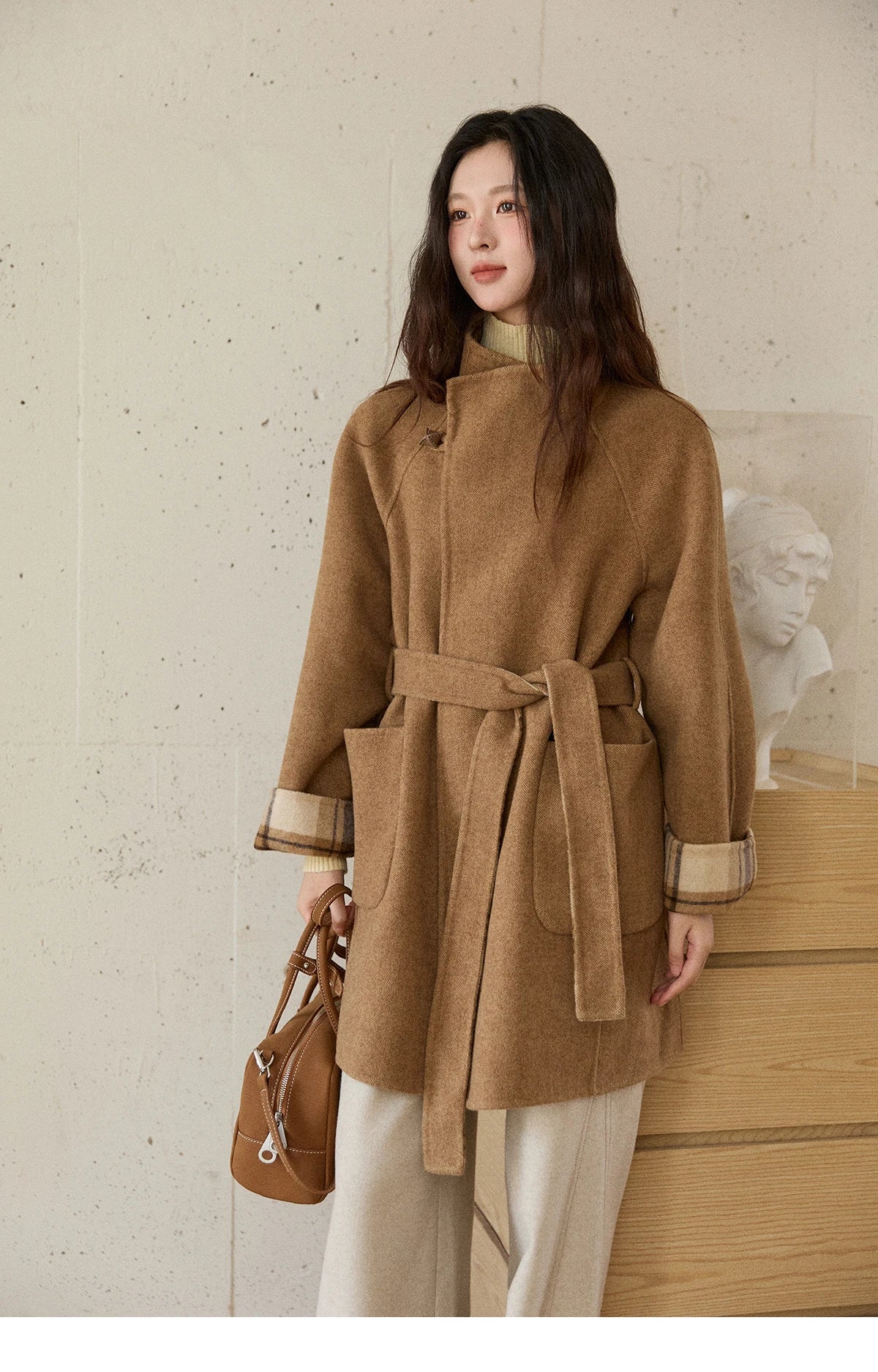 Mishow Plaid Double-Faced Wool Coat MXE89W0898