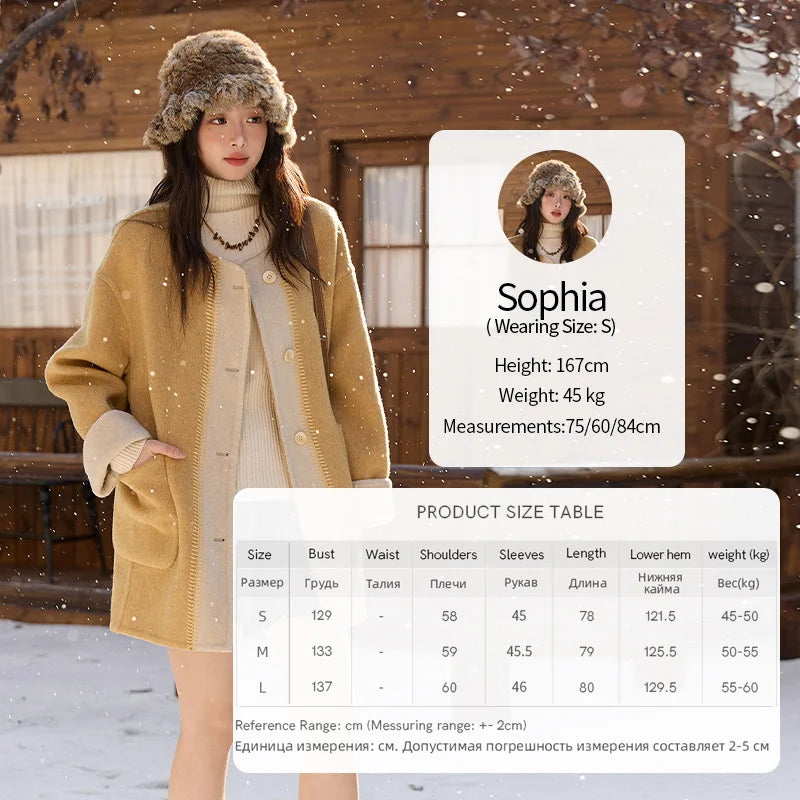Mishow Yellow Double-Faced Contrast Color Wool Coat MXE51W0915
