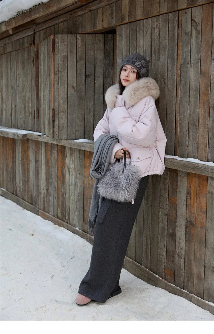 Mishow Short Detachable Fur Collar Down Jacket MXE87Y0084