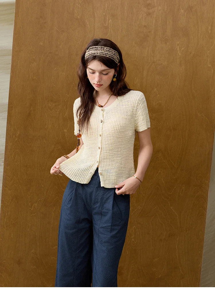 Mishow Solid Knit Round Neck Office Tee MXE31Z1229