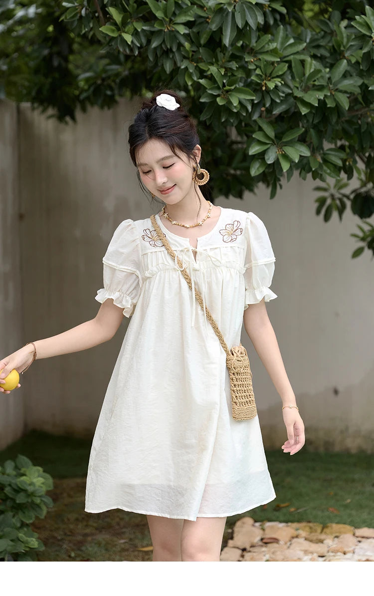 Mishow Jacquard Embroidered Bubble Sleeve Dress MXD30L1864