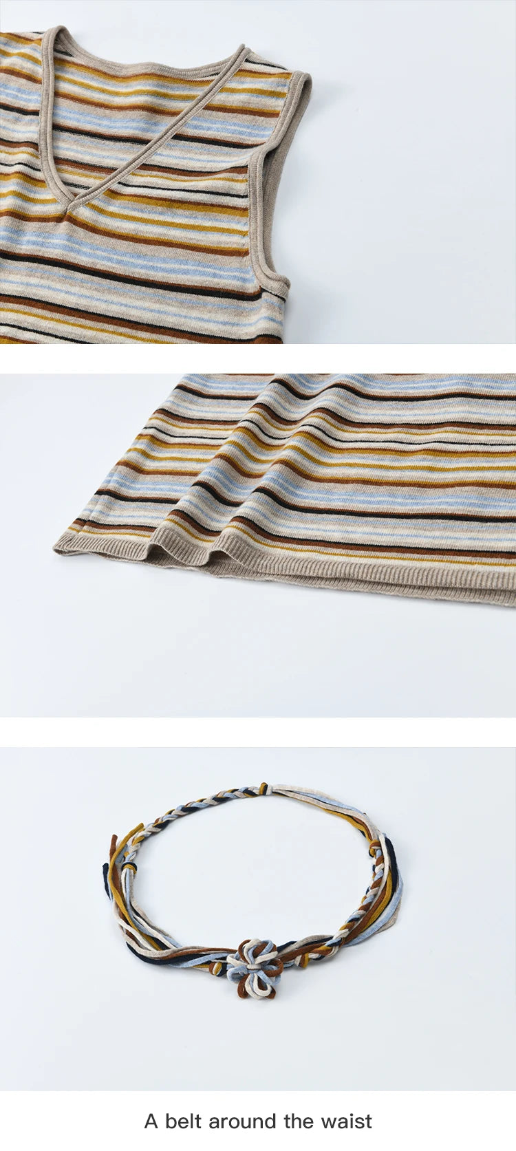 Mishow Striped V-Neck Tied Waist Long Dress MXE46L2521