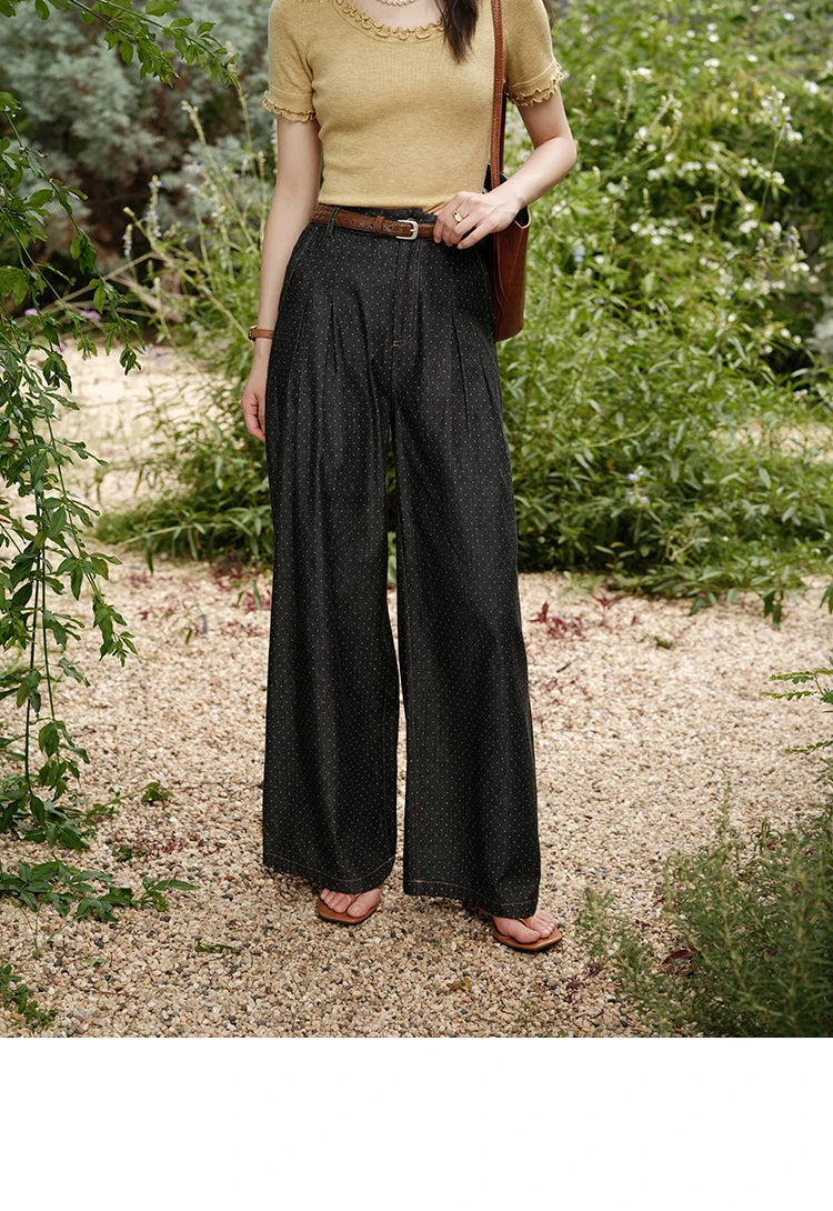 Mishow Polka Dot High Waist Wide Leg Jeans MXE38K0956