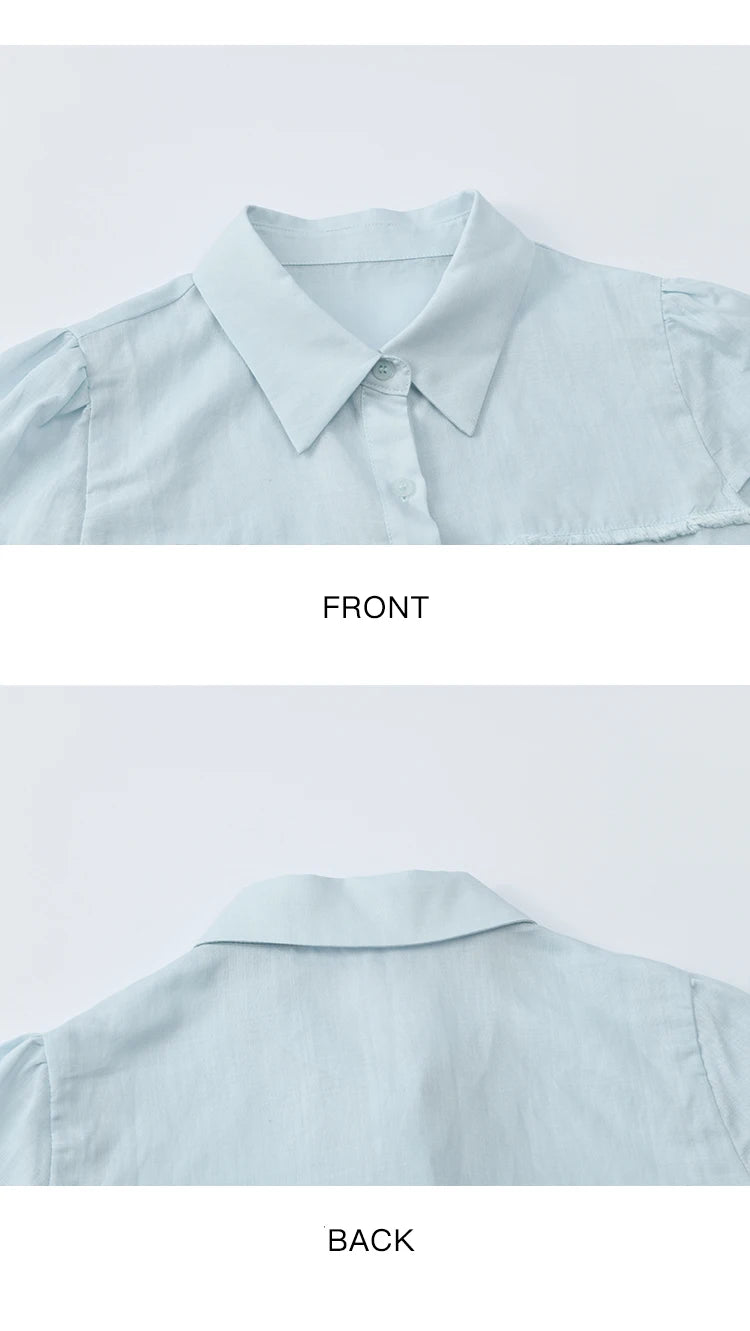 MISHOW Turn-Down Collar Button Shirt Edge Splicing Short Sleeve MXE39C2363