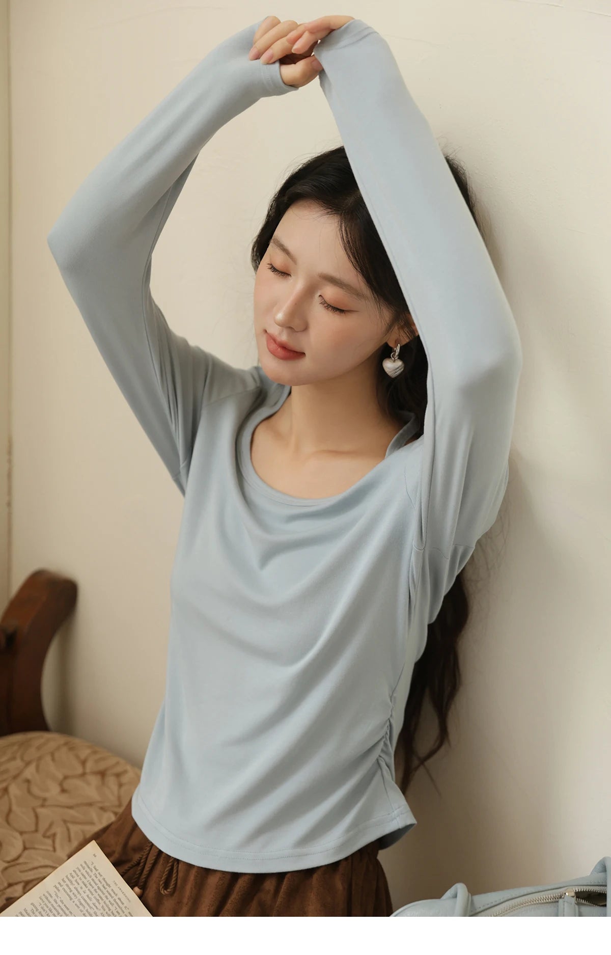 Mishow Hanging Neck Strap Pleated Waist Top MXE42T0720