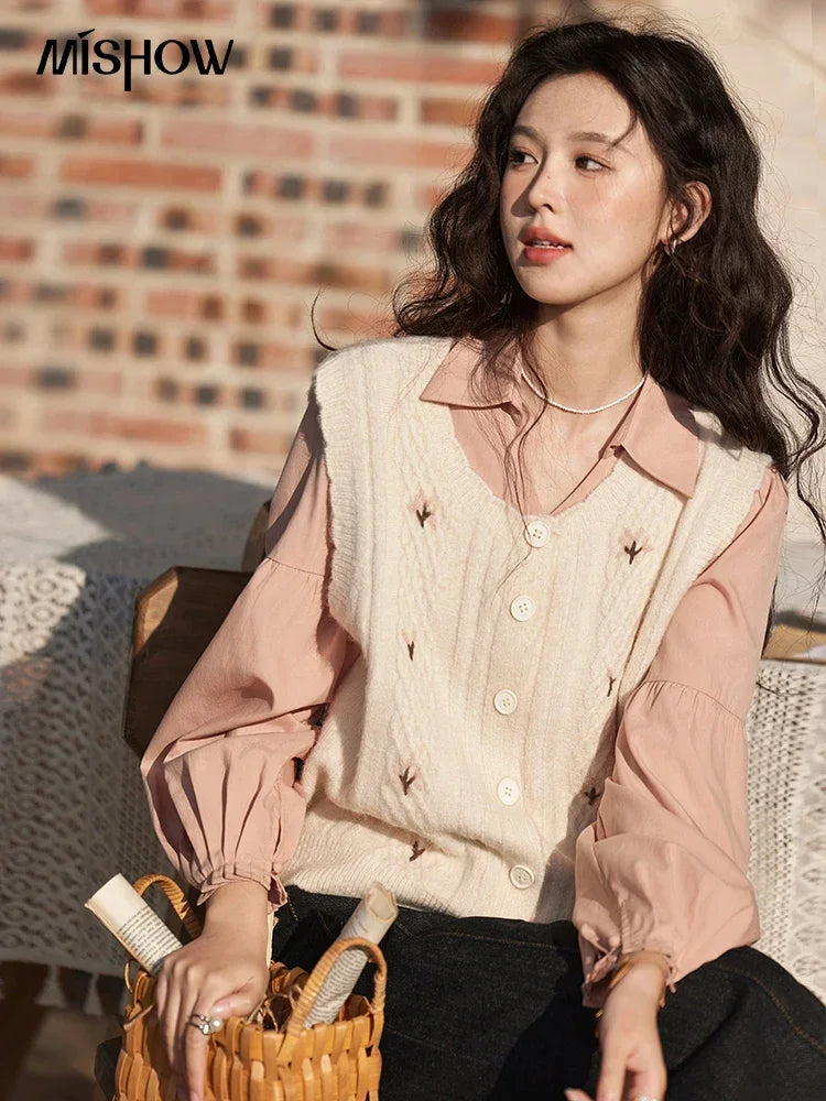 Mishow 3D Flower Embroidered Knitted Vest MXE11Z1077