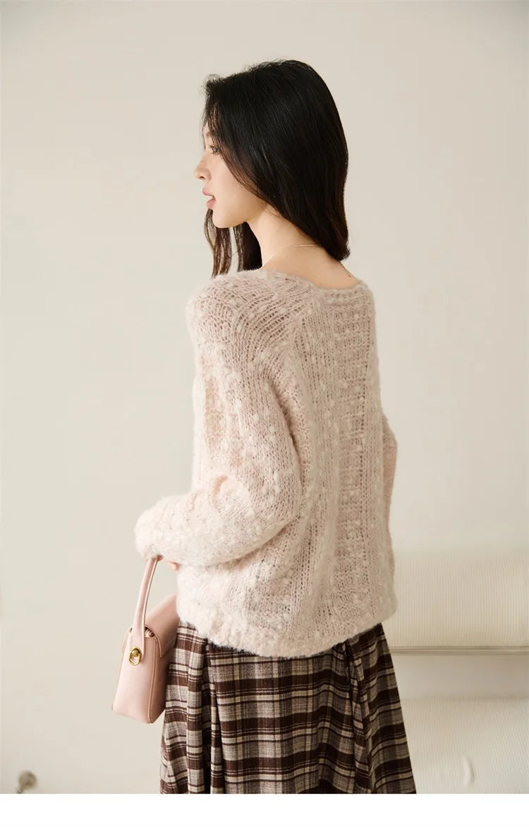 Mishow Scoop Neck Hollow Raglan Sleeve Sweater MXE46Z2565