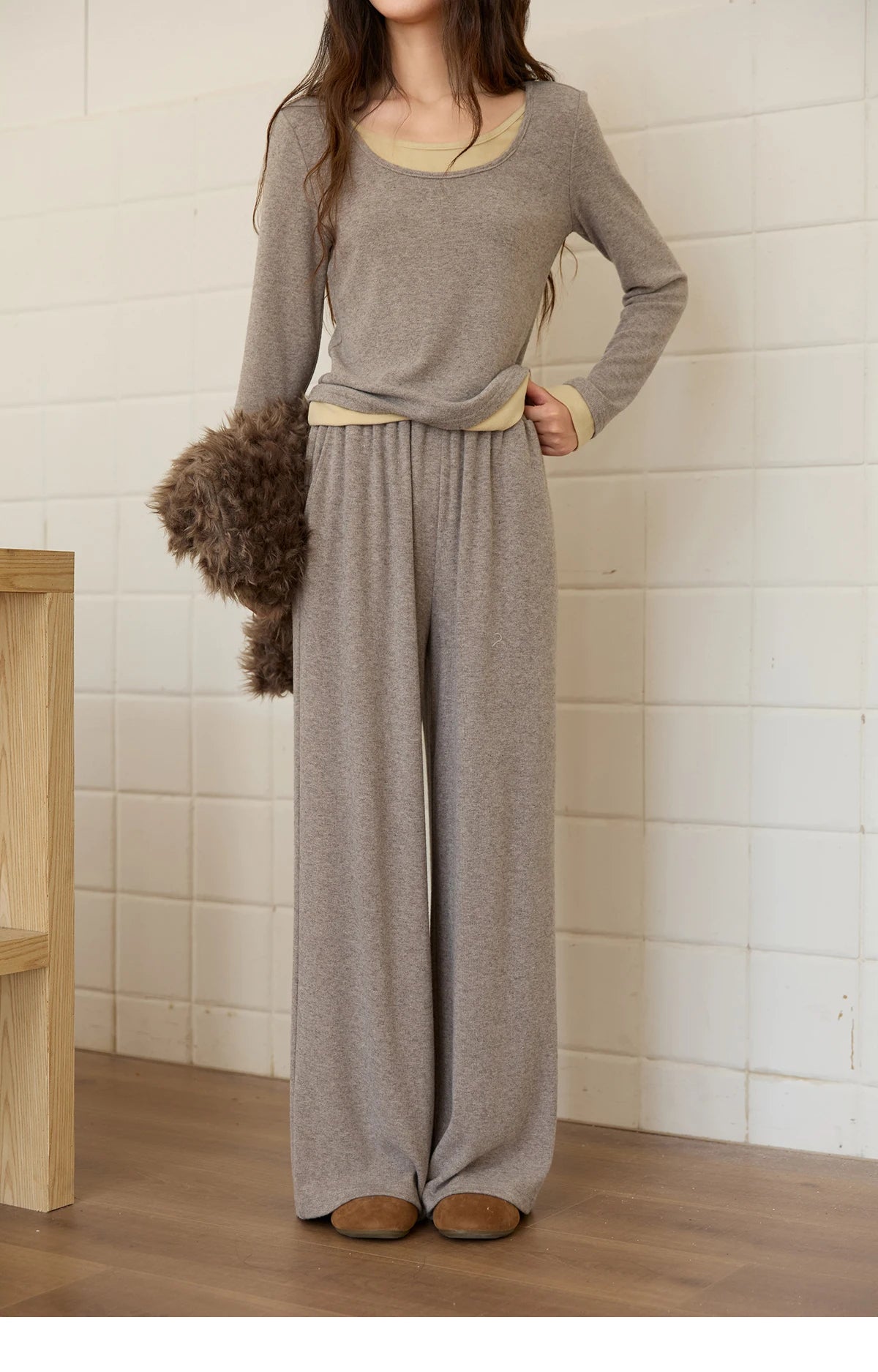 MISHOW Elastic Waist Casual Pants Loose Wide Leg Trousers MXE89K1119