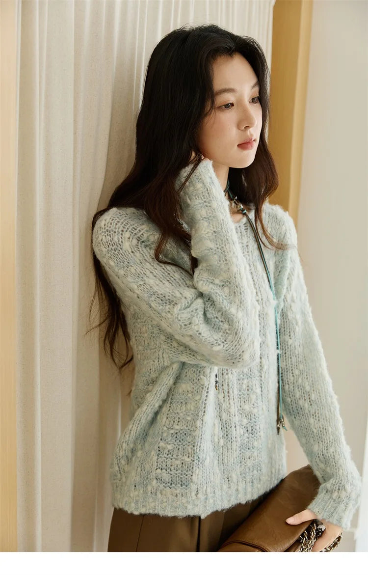 Mishow Scoop Neck Hollow Raglan Sleeve Sweater MXE46Z2565