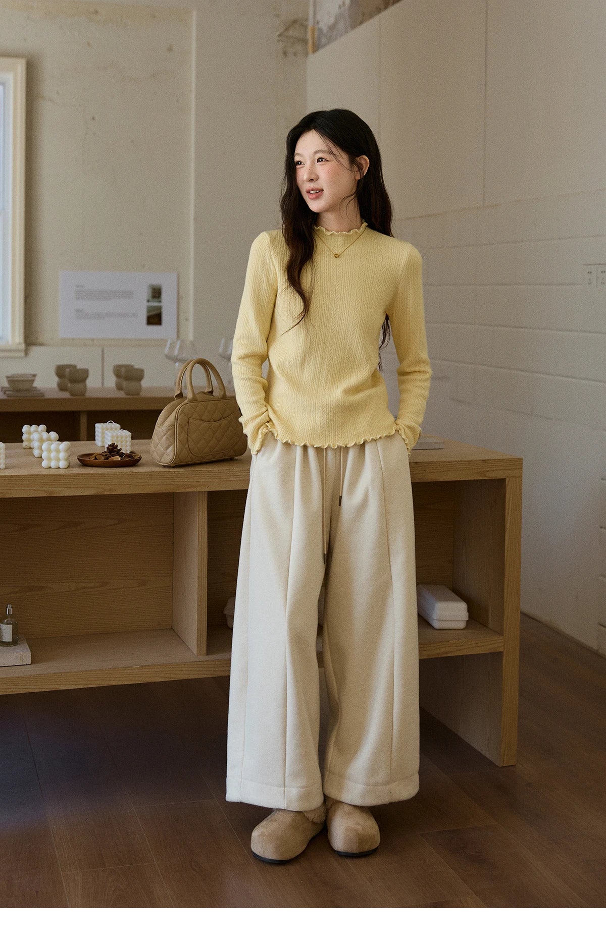 Mishow One Piece Velvet Mock Neck Knitted Top MXE88Z2597