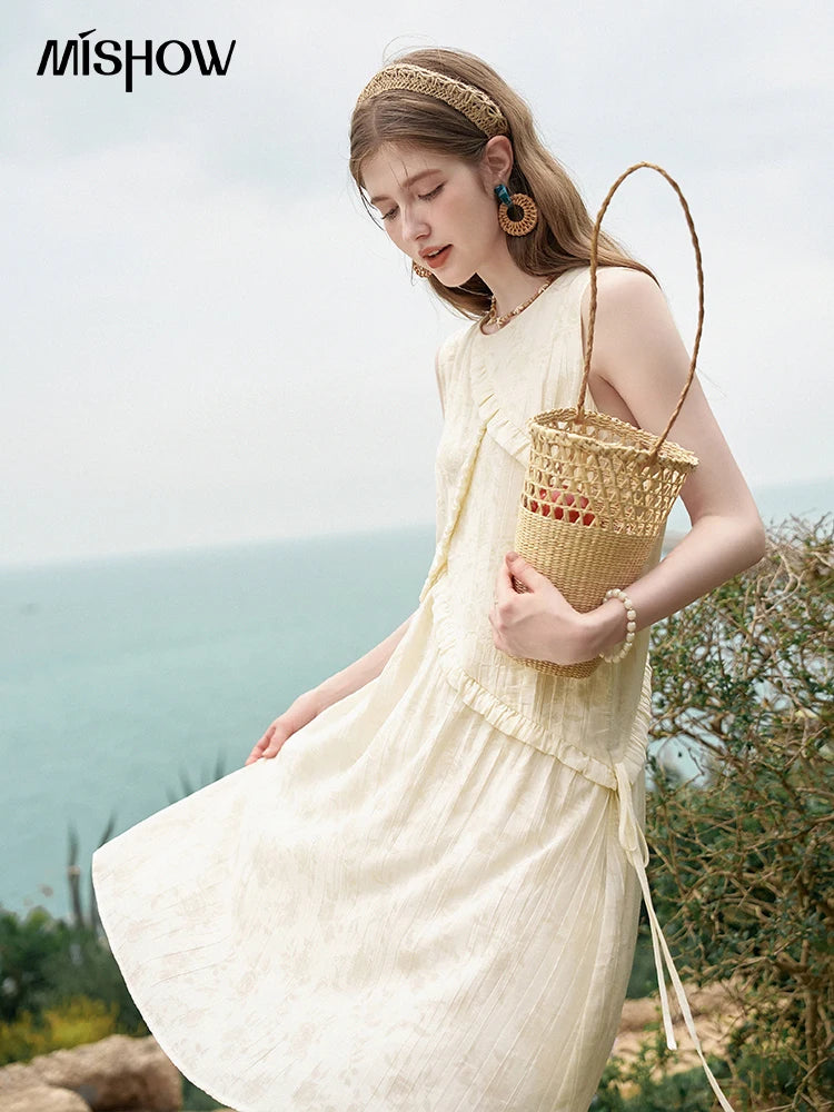 Mishow French Auricularia Edge Lace-Up Vest Dress MXD26L1821