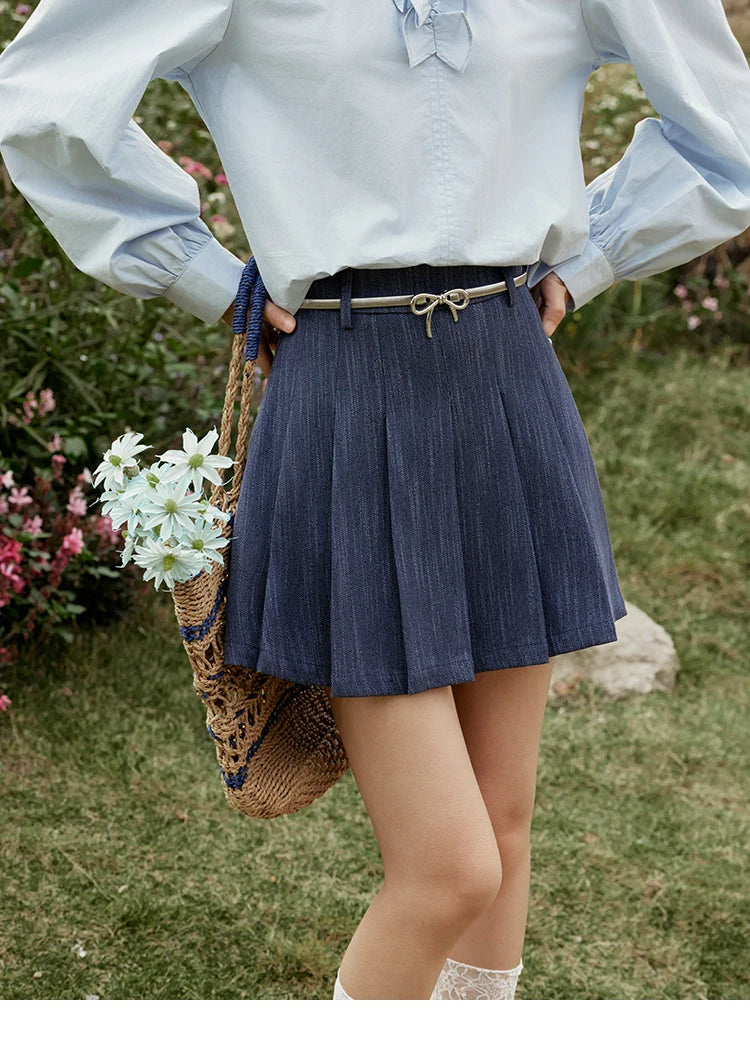Mishow V-Neck Vest Coat & Pleated A-Line Skirt Set MXE31T0505