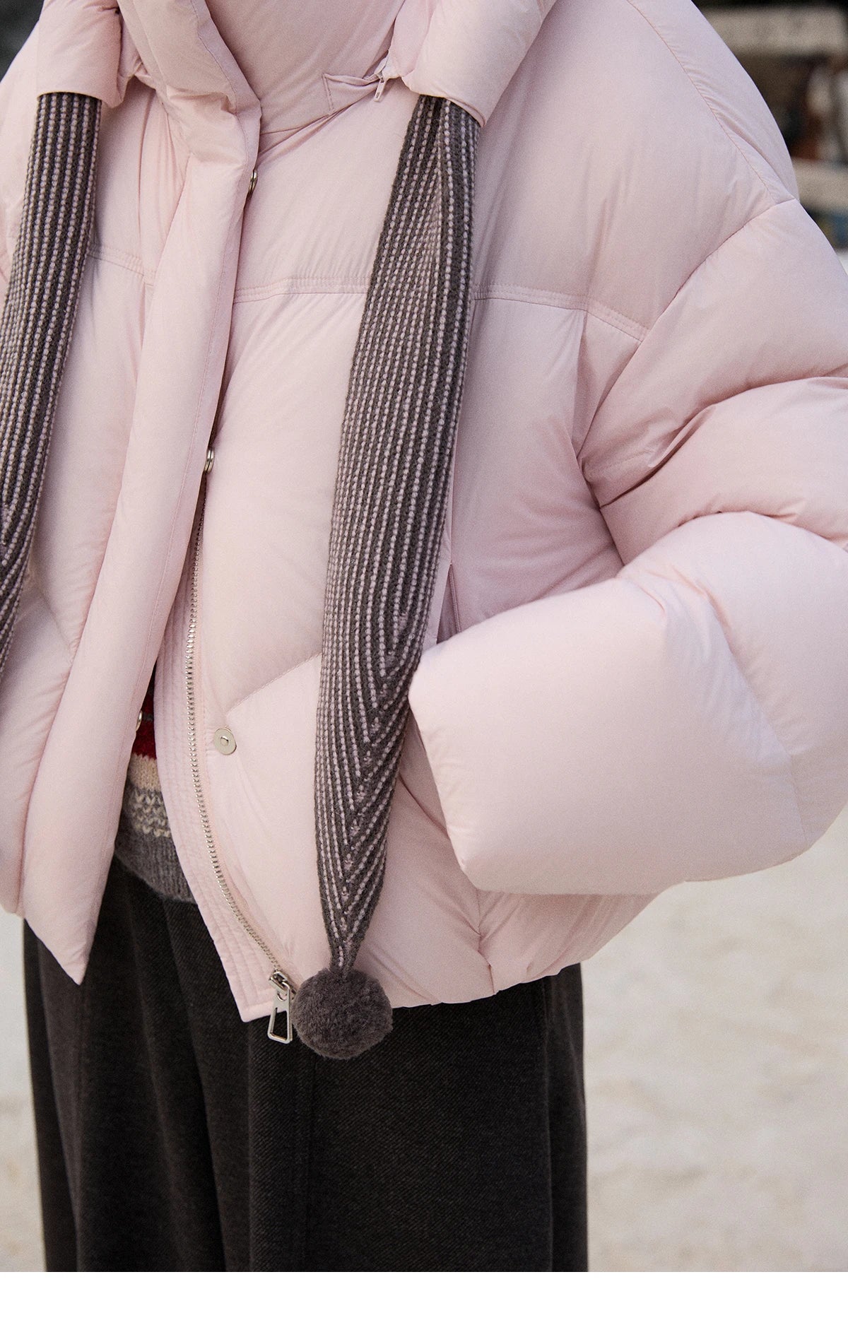 Mishow Pom-Pom Hooded Sweet Down Jacket MXE92Y0088