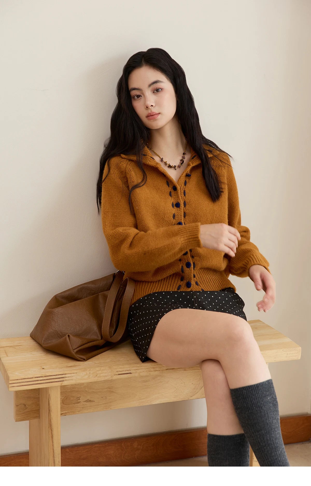 Mishow Retro Turtleneck Single-Breasted Cardigan MXE48Z2617