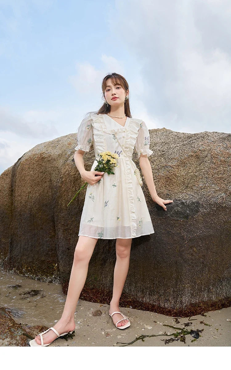 Mishow Fairycore Floral Flare Sleeve Ruffled Dress MXC38L1518