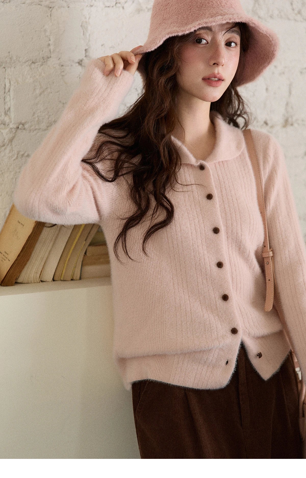Mishow Yellow Imitation Mink Fur Turn-Down Cardigan MXE89Z2671