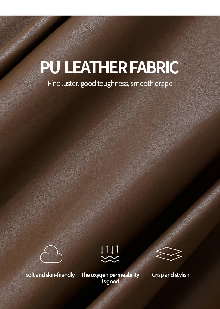 MISHOW PU Leather A-Line Skirt High Waist Retro Coffee MXE45B2412