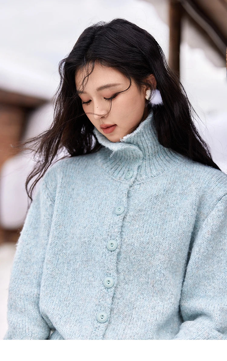 Mishow Turn Down Collar Wool Blend Cardigan MXD59Z1136