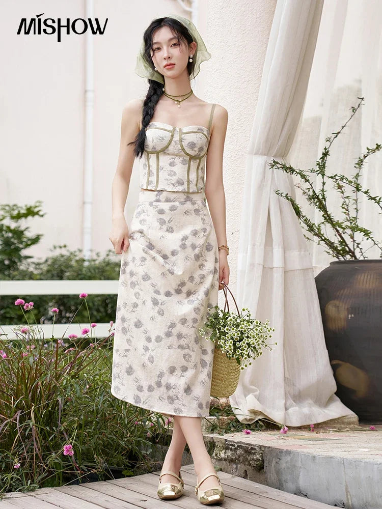 Mishow Floral Camisole Top & Elastic Waist Skirt Set MXD14D0026