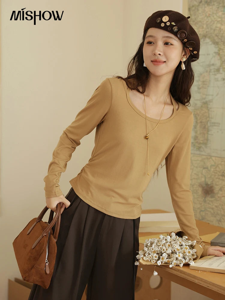 Mishow Hanging Neck Strap Pleated Waist Top MXE42T0720